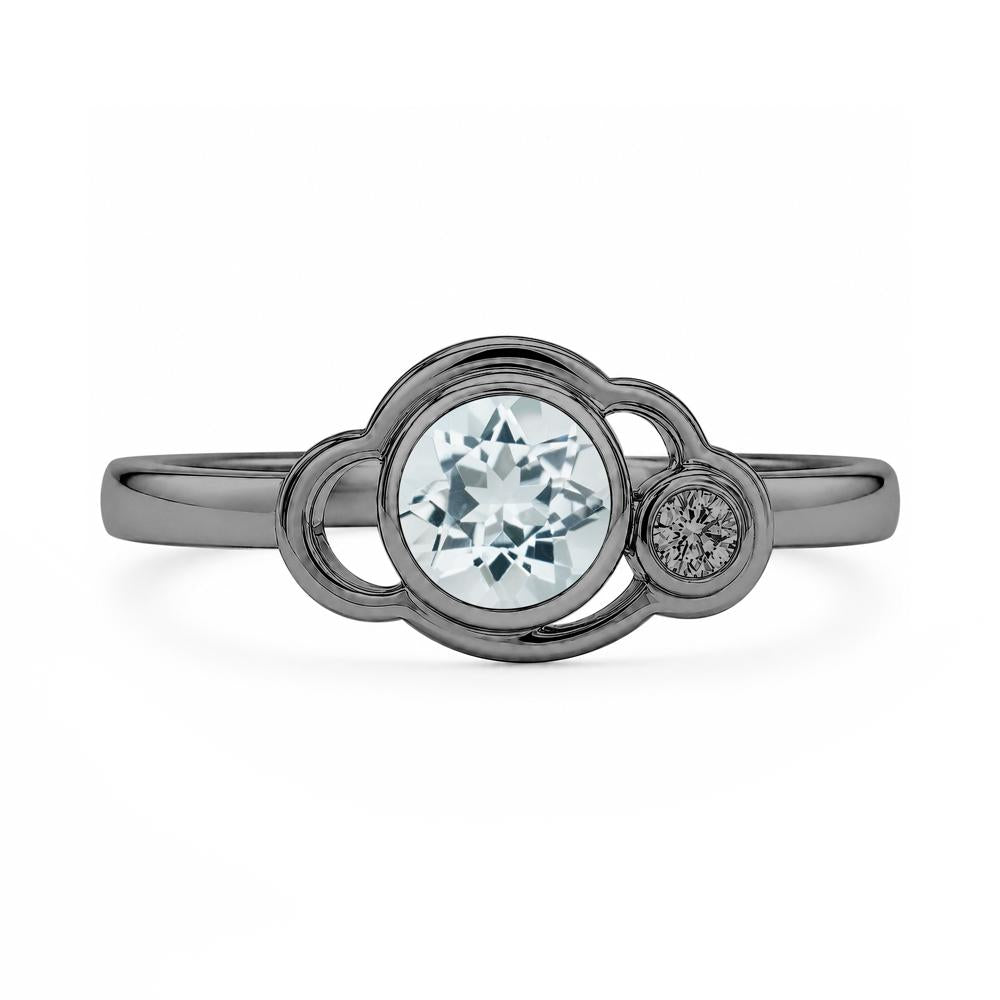 Bezel Setting Two Stone Black Spinel Cloud Ring - LUO Jewelry #gemstone_Aquamarine