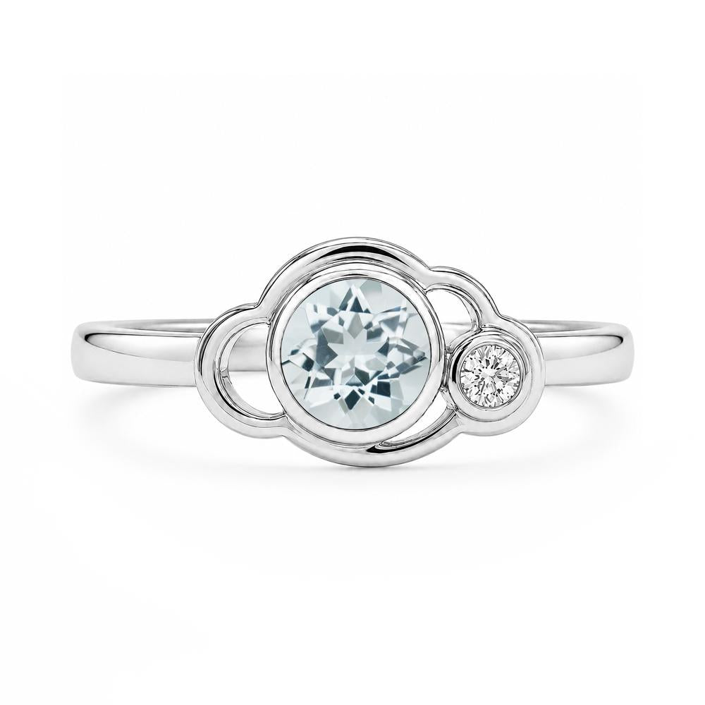 Bezel Setting Two Stone Black Spinel Cloud Ring - LUO Jewelry #gemstone_Aquamarine