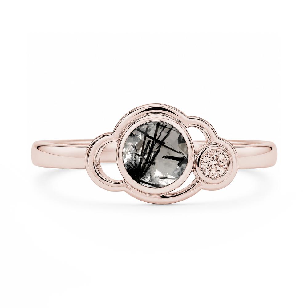 Bezel Setting Two Stone Black Spinel Cloud Ring - LUO Jewelry #gemstone_Black Rutilated Quartz