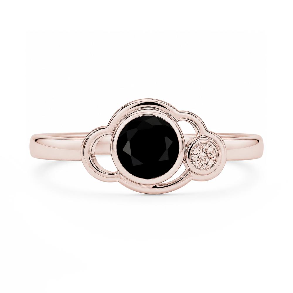Bezel Setting Two Stone Black Spinel Cloud Ring - LUO Jewelry #gemstone_Black Spinel