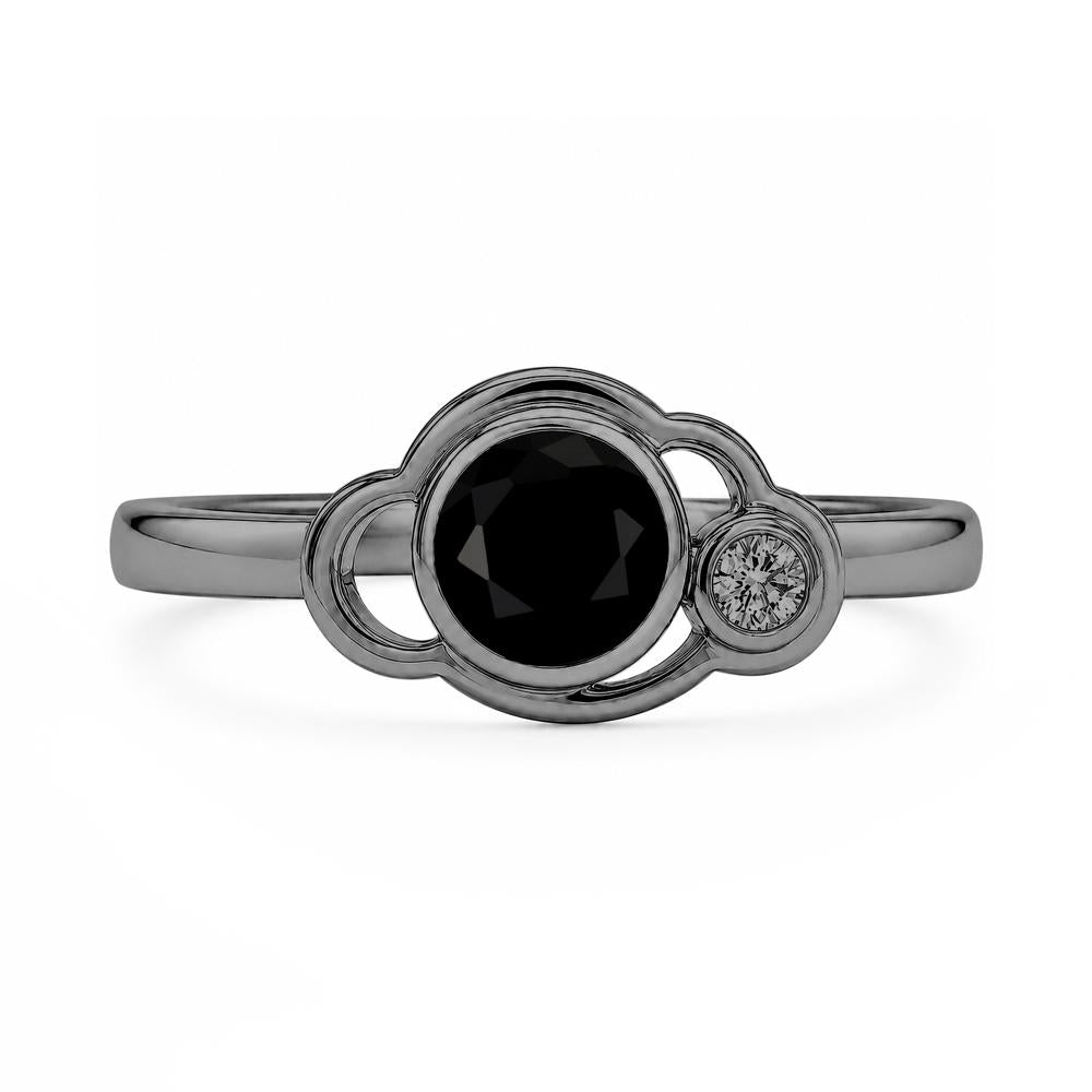 Bezel Setting Two Stone Black Spinel Cloud Ring - LUO Jewelry #gemstone_Black Spinel