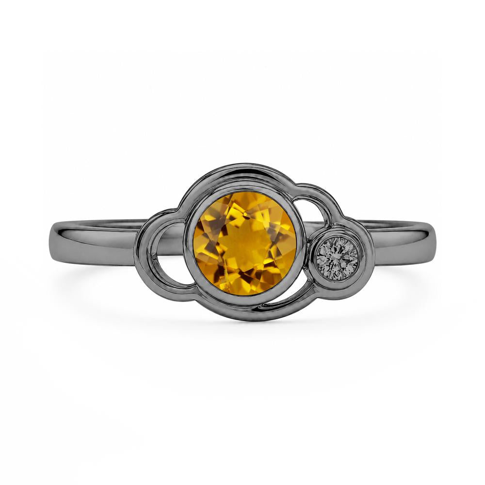 Bezel Setting Two Stone Black Spinel Cloud Ring - LUO Jewelry #gemstone_Citrine