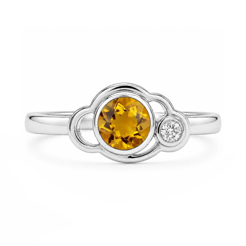 Bezel Setting Two Stone Black Spinel Cloud Ring - LUO Jewelry #gemstone_Citrine
