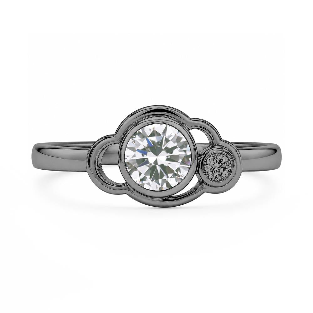 Bezel Setting Two Stone Black Spinel Cloud Ring - LUO Jewelry #gemstone_Cubic Zirconia
