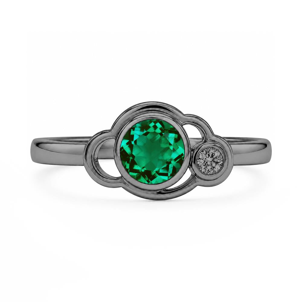Bezel Setting Two Stone Black Spinel Cloud Ring - LUO Jewelry #gemstone_Emerald