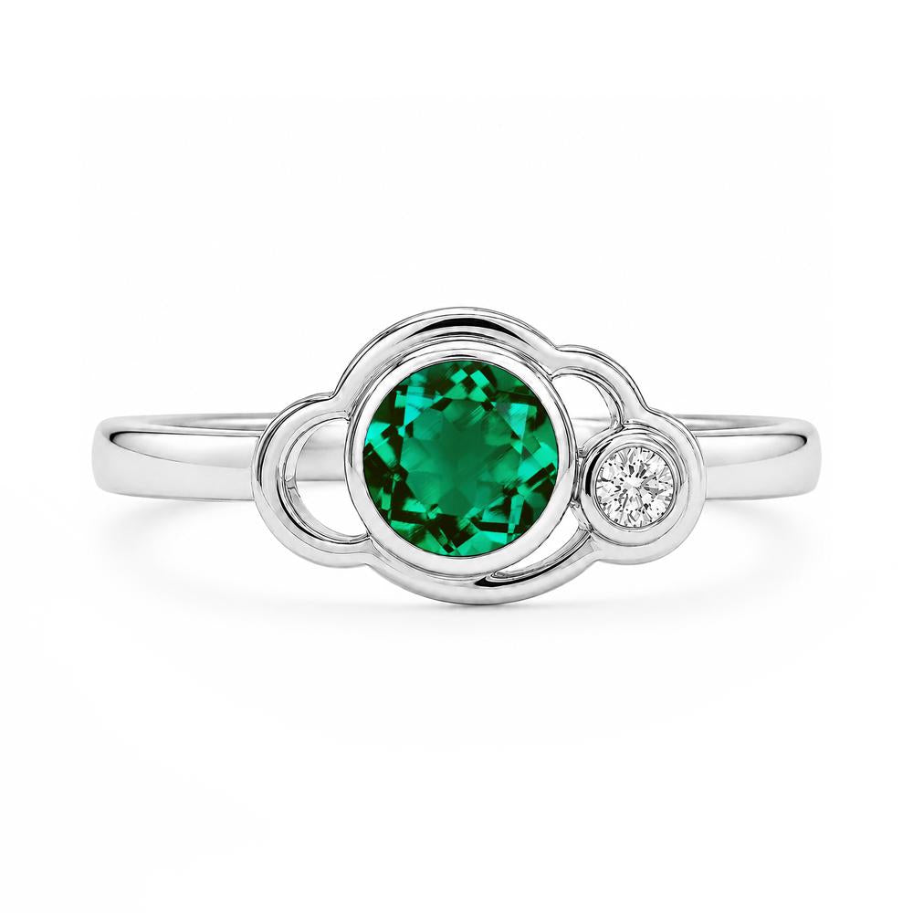 Bezel Setting Two Stone Black Spinel Cloud Ring - LUO Jewelry #gemstone_Emerald