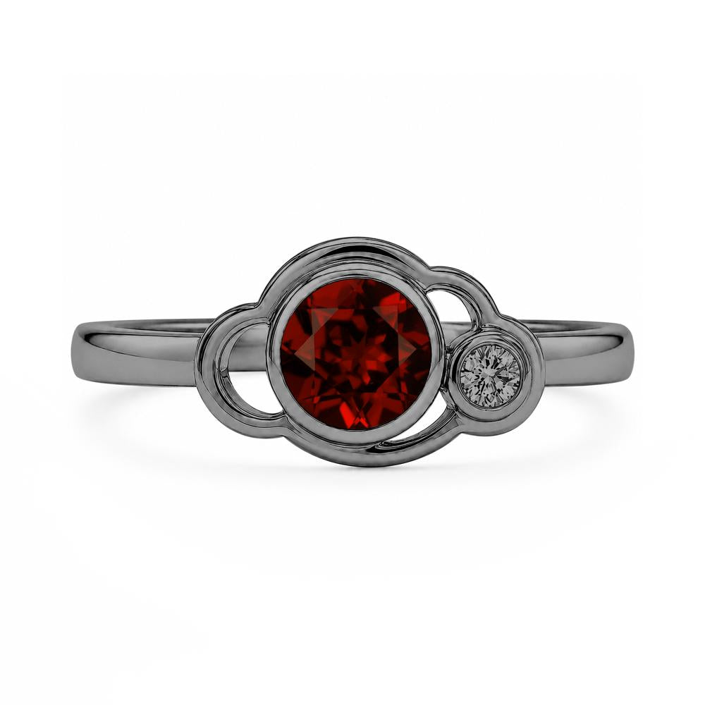 Bezel Setting Two Stone Black Spinel Cloud Ring - LUO Jewelry #gemstone_Garnet