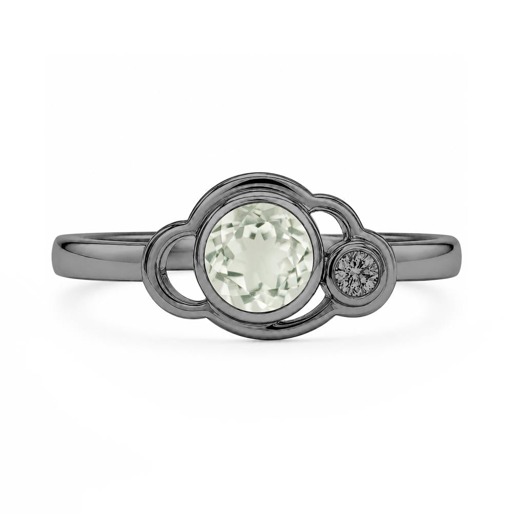 Bezel Setting Two Stone Black Spinel Cloud Ring - LUO Jewelry #gemstone_Green Amethyst