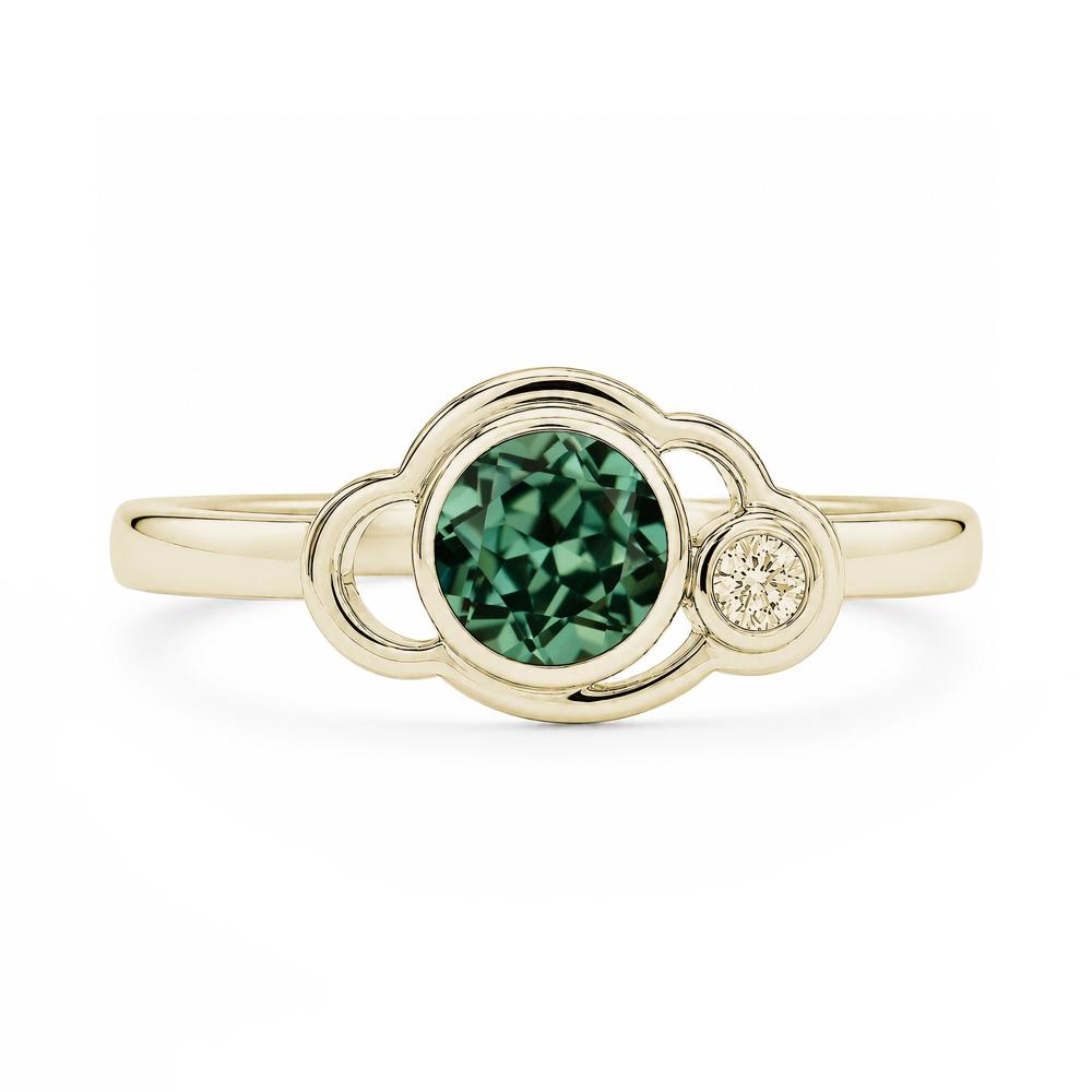 Bezel Setting Two Stone Black Spinel Cloud Ring - LUO Jewelry #gemstone_Green Sapphire