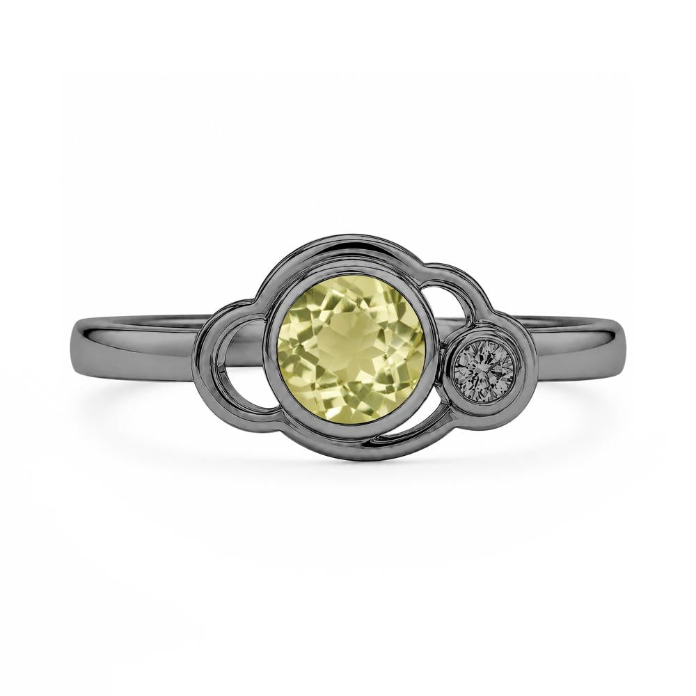 Bezel Setting Two Stone Black Spinel Cloud Ring - LUO Jewelry #gemstone_Lemon Quartz