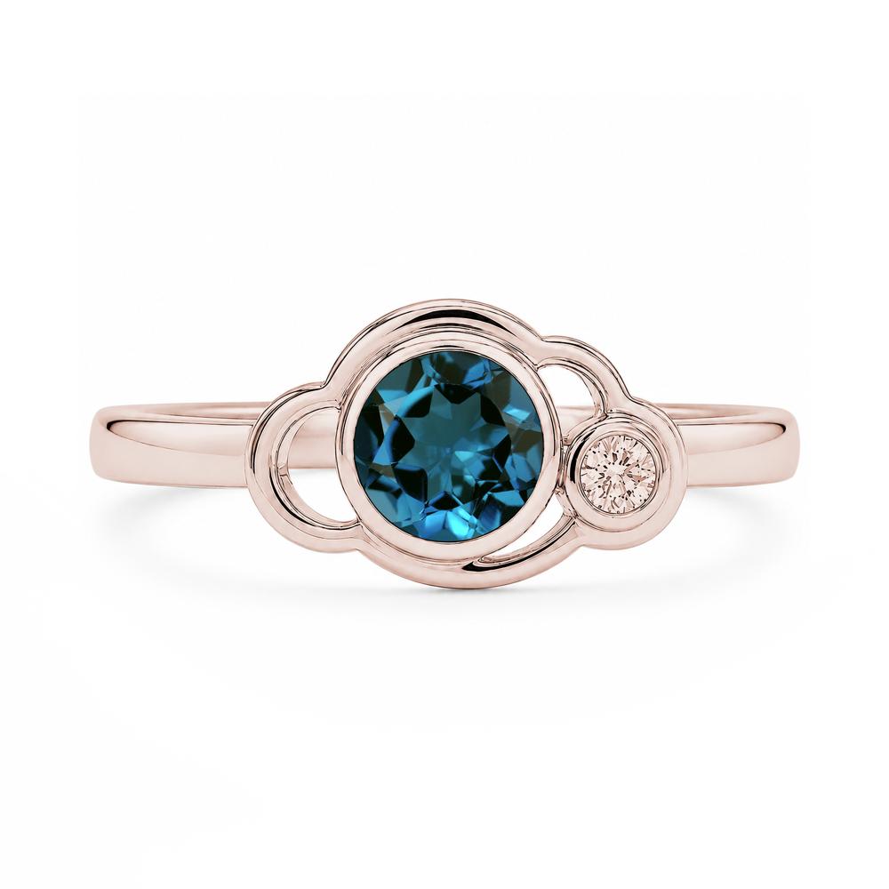 Bezel Setting Two Stone Black Spinel Cloud Ring - LUO Jewelry #gemstone_London Blue Topaz