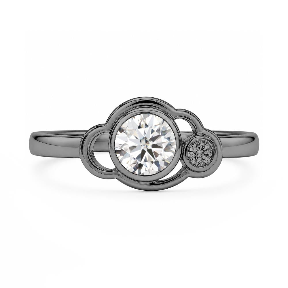 Bezel Setting Two Stone Black Spinel Cloud Ring - LUO Jewelry #gemstone_Moissanite