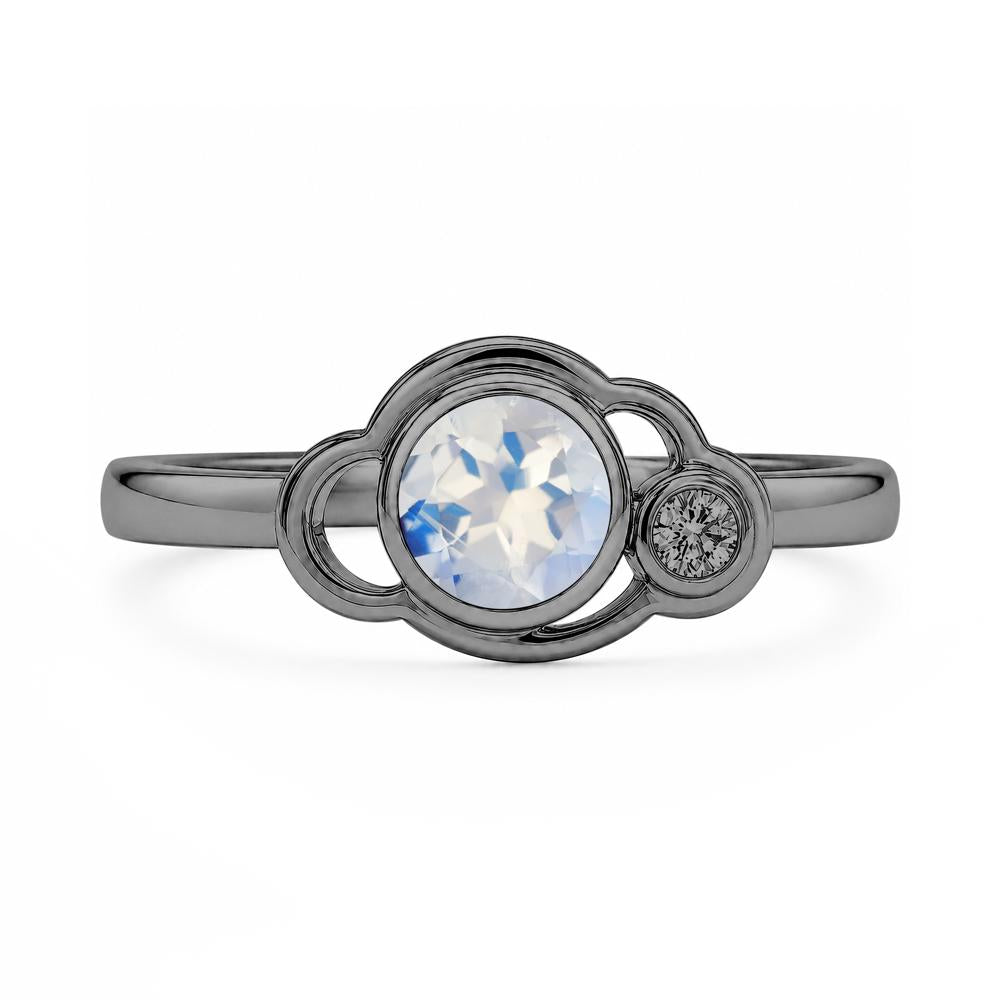 Bezel Setting Two Stone Black Spinel Cloud Ring - LUO Jewelry #gemstone_Moonstone