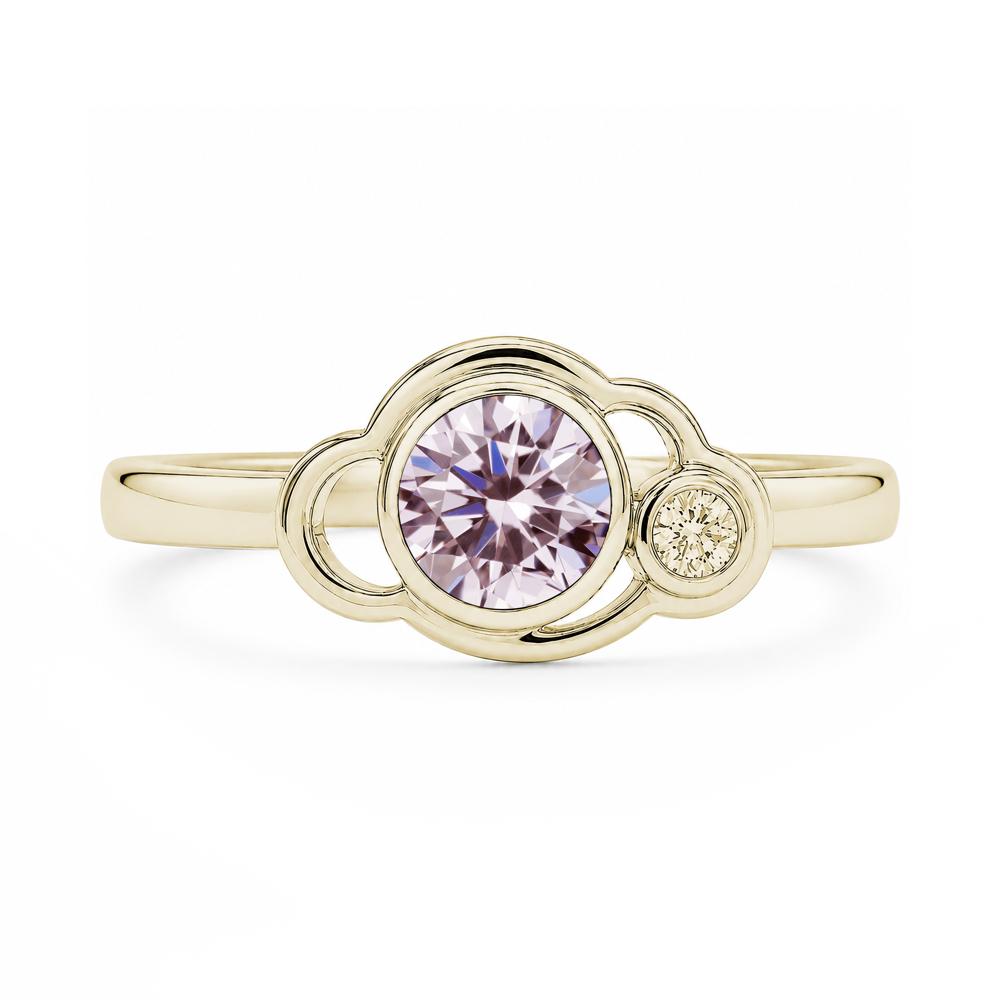 Bezel Setting Two Stone Black Spinel Cloud Ring - LUO Jewelry #gemstone_Pink Cubic Zirconia