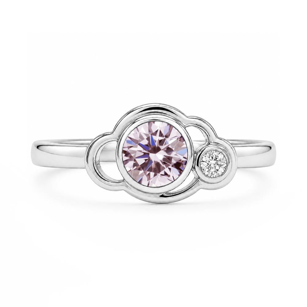 Bezel Setting Two Stone Black Spinel Cloud Ring - LUO Jewelry #gemstone_Pink Cubic Zirconia