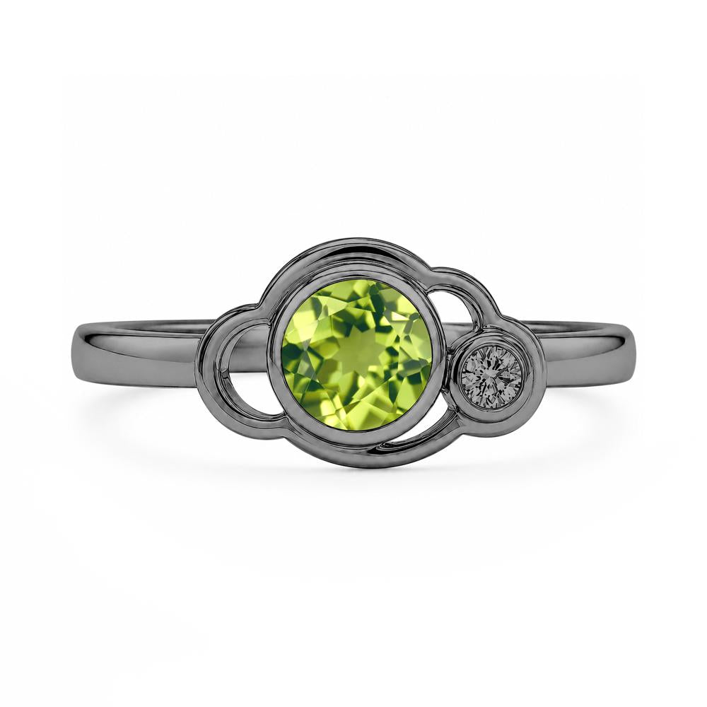 Bezel Setting Two Stone Black Spinel Cloud Ring - LUO Jewelry #gemstone_Peridot