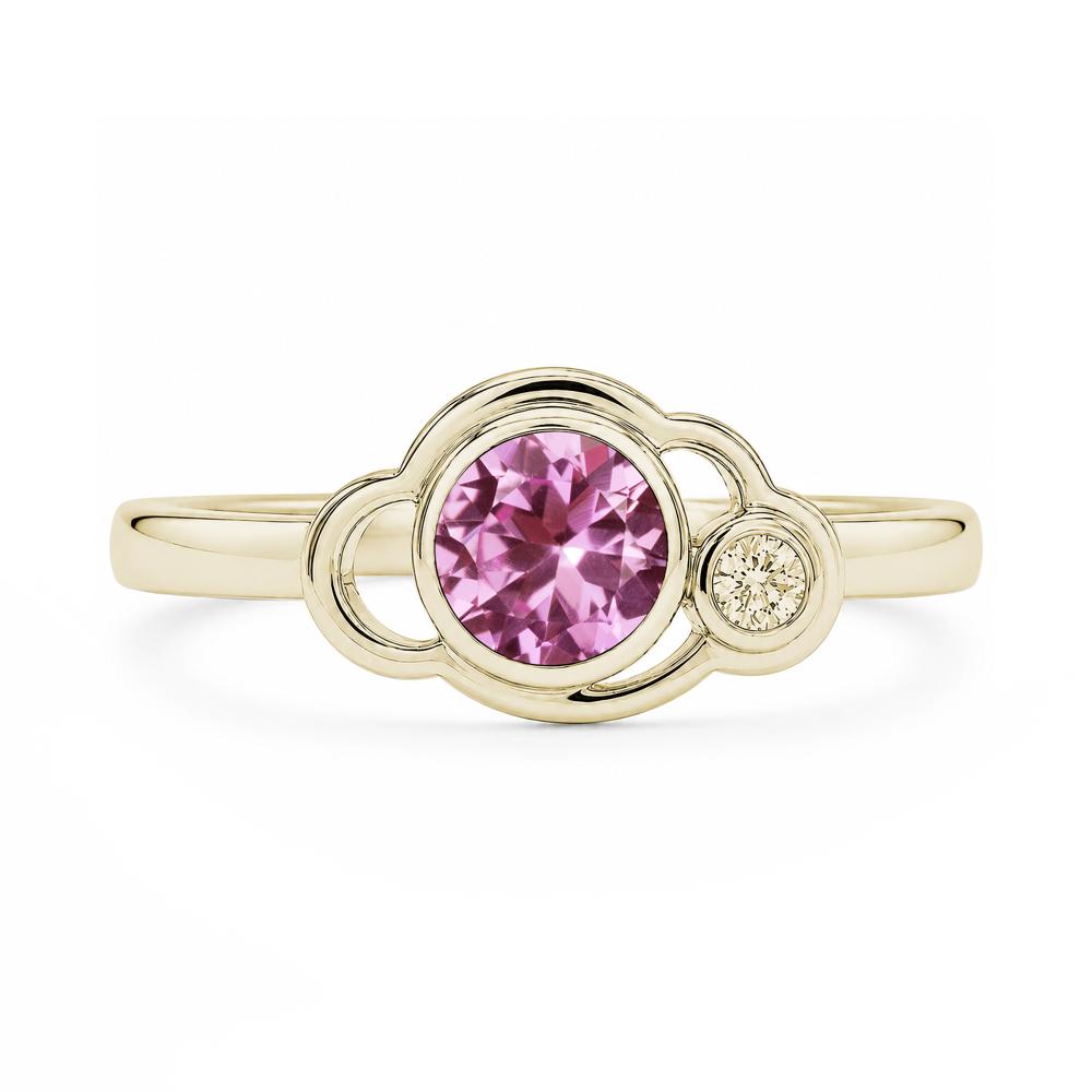 Bezel Setting Two Stone Black Spinel Cloud Ring - LUO Jewelry #gemstone_Pink Sapphire