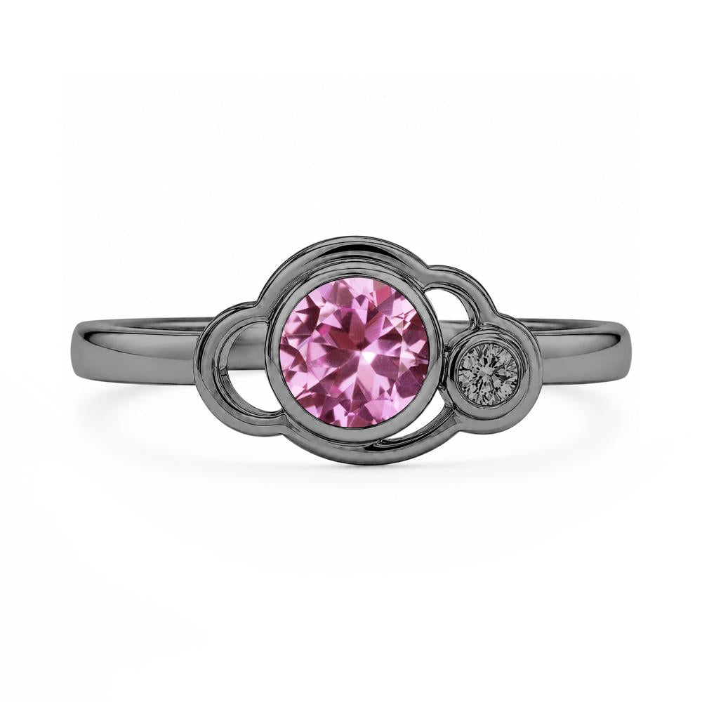 Bezel Setting Two Stone Black Spinel Cloud Ring - LUO Jewelry #gemstone_Pink Sapphire