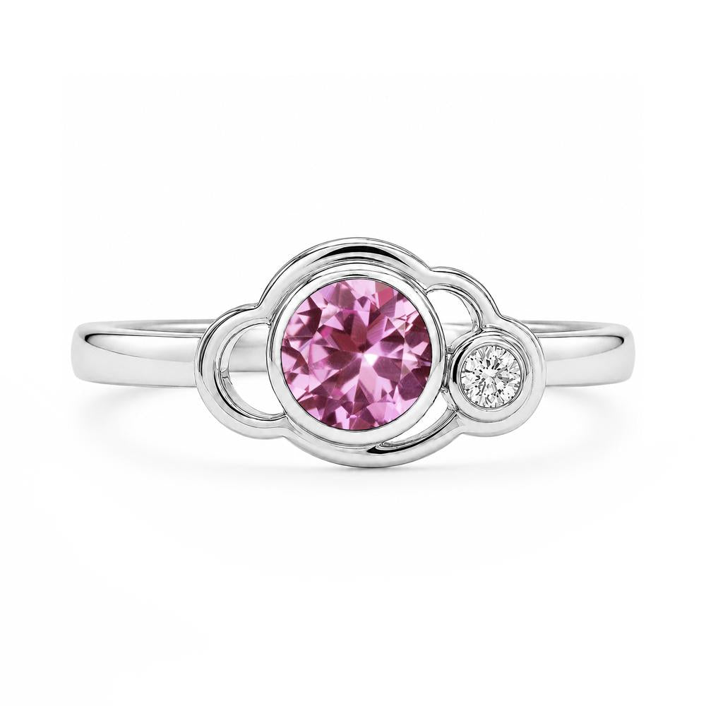 Bezel Setting Two Stone Black Spinel Cloud Ring - LUO Jewelry #gemstone_Pink Sapphire