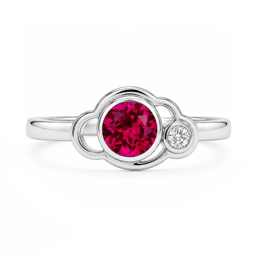 Bezel Setting Two Stone Black Spinel Cloud Ring - LUO Jewelry #gemstone_Ruby
