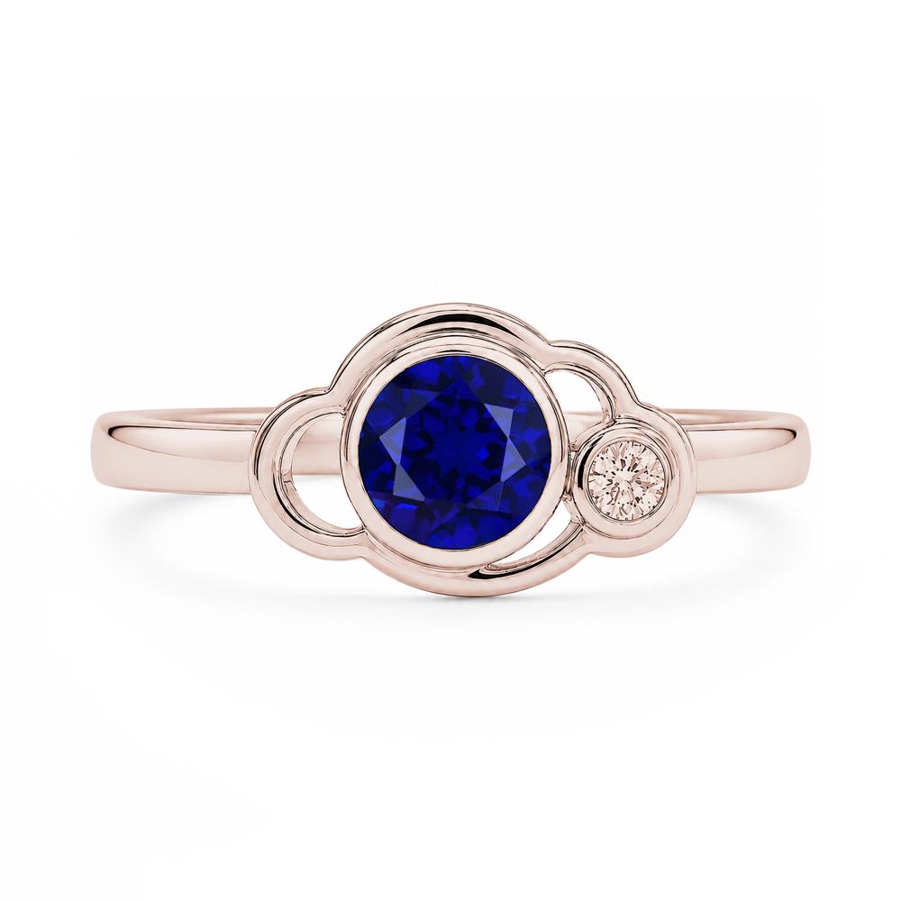 Bezel Setting Two Stone Black Spinel Cloud Ring - LUO Jewelry #gemstone_Sapphire