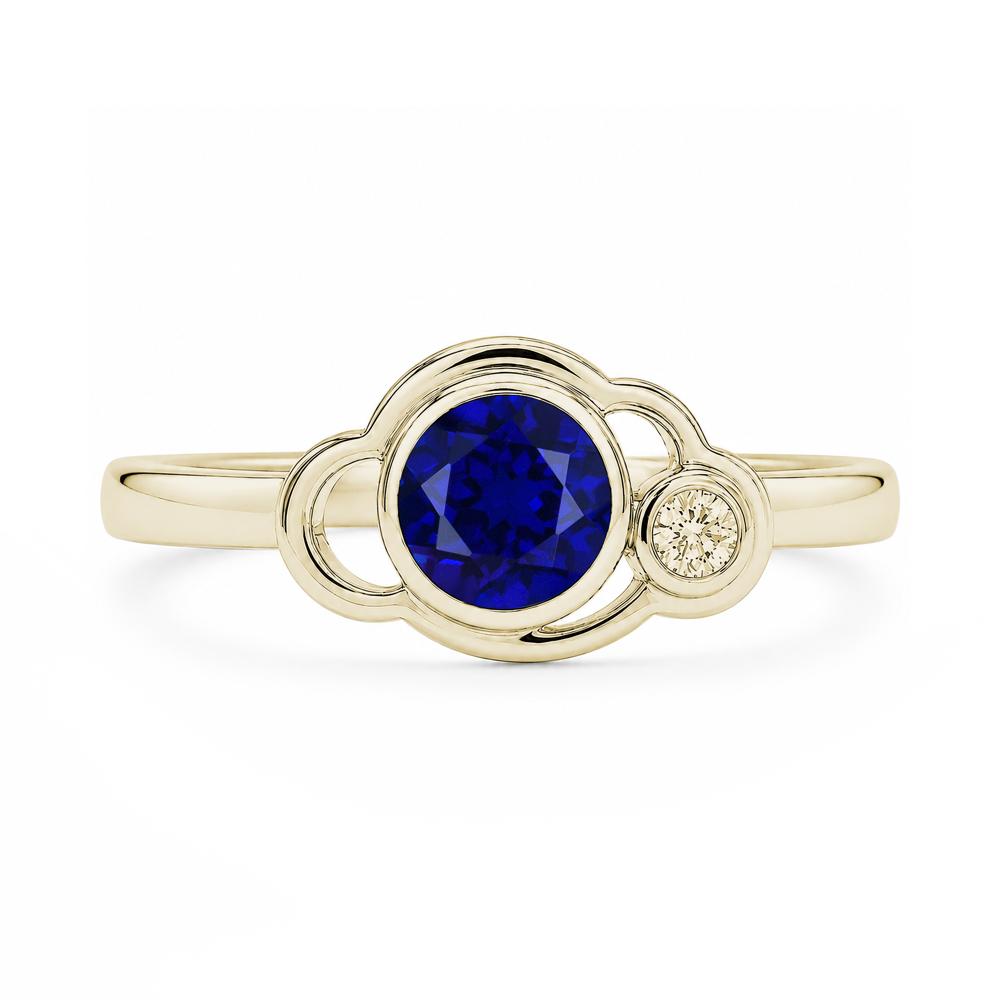 Bezel Setting Two Stone Black Spinel Cloud Ring - LUO Jewelry #gemstone_Sapphire