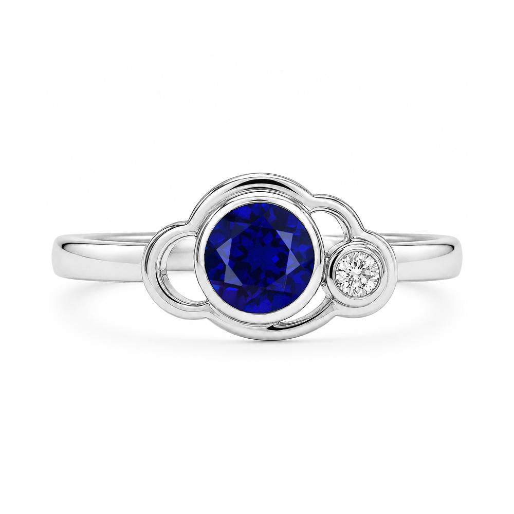 Bezel Setting Two Stone Black Spinel Cloud Ring - LUO Jewelry #gemstone_Sapphire