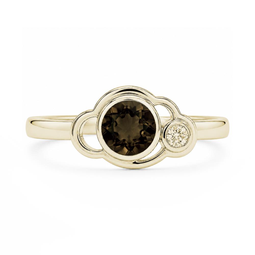 Bezel Setting Two Stone Black Spinel Cloud Ring - LUO Jewelry #gemstone_Smoky Quartz