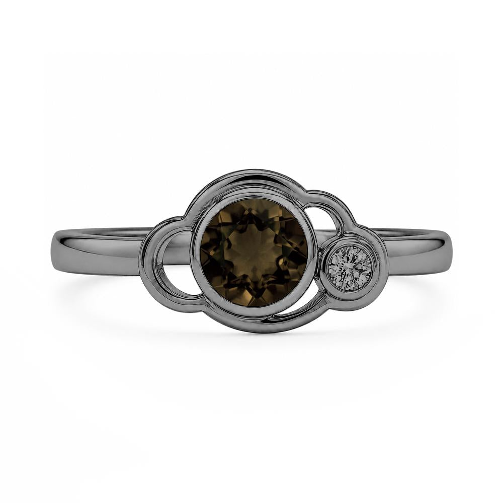 Bezel Setting Two Stone Black Spinel Cloud Ring - LUO Jewelry #gemstone_Smoky Quartz