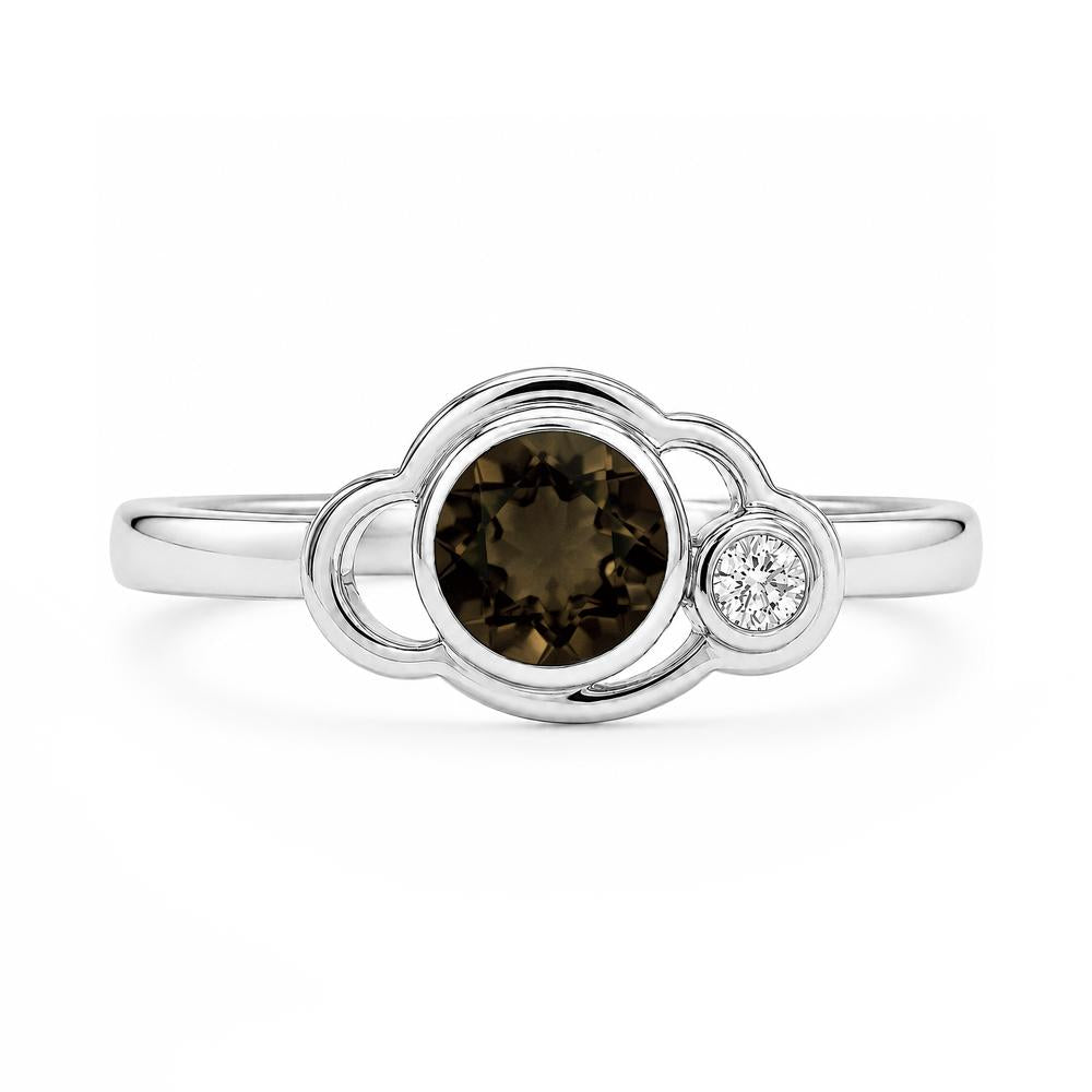 Bezel Setting Two Stone Black Spinel Cloud Ring - LUO Jewelry #gemstone_Smoky Quartz