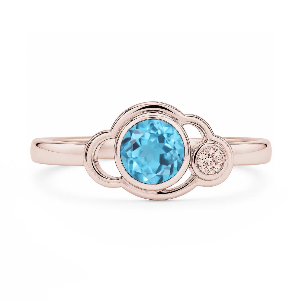 Bezel Setting Two Stone Black Spinel Cloud Ring - LUO Jewelry #gemstone_Swiss Blue Topaz