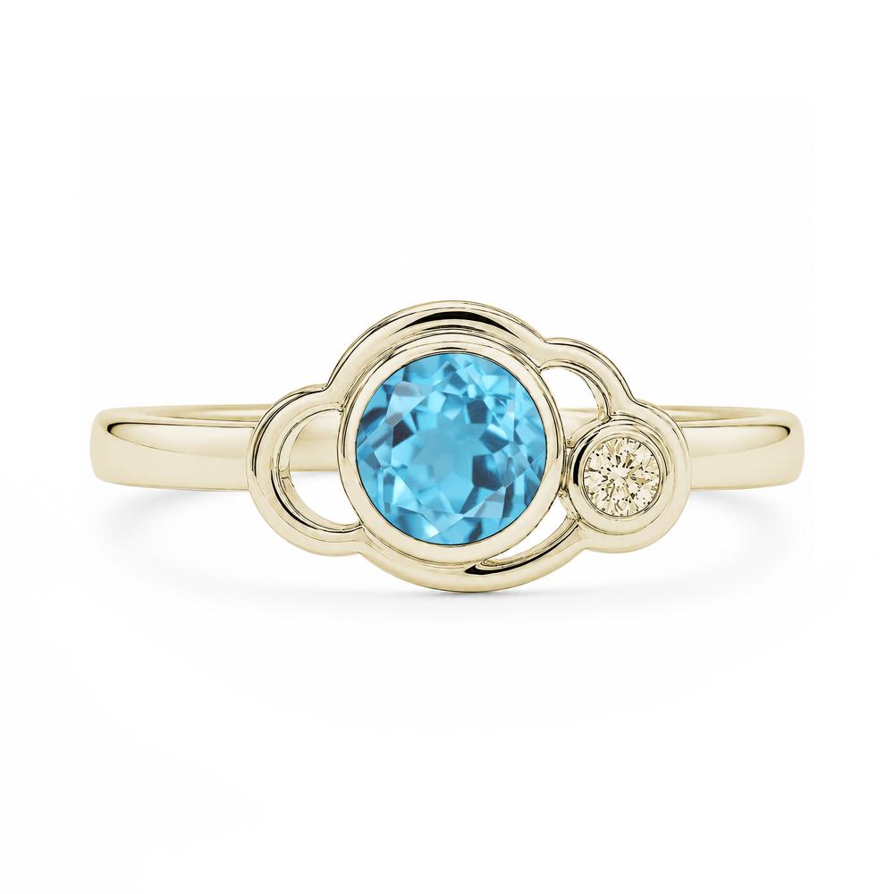 Bezel Setting Two Stone Black Spinel Cloud Ring - LUO Jewelry #gemstone_Swiss Blue Topaz