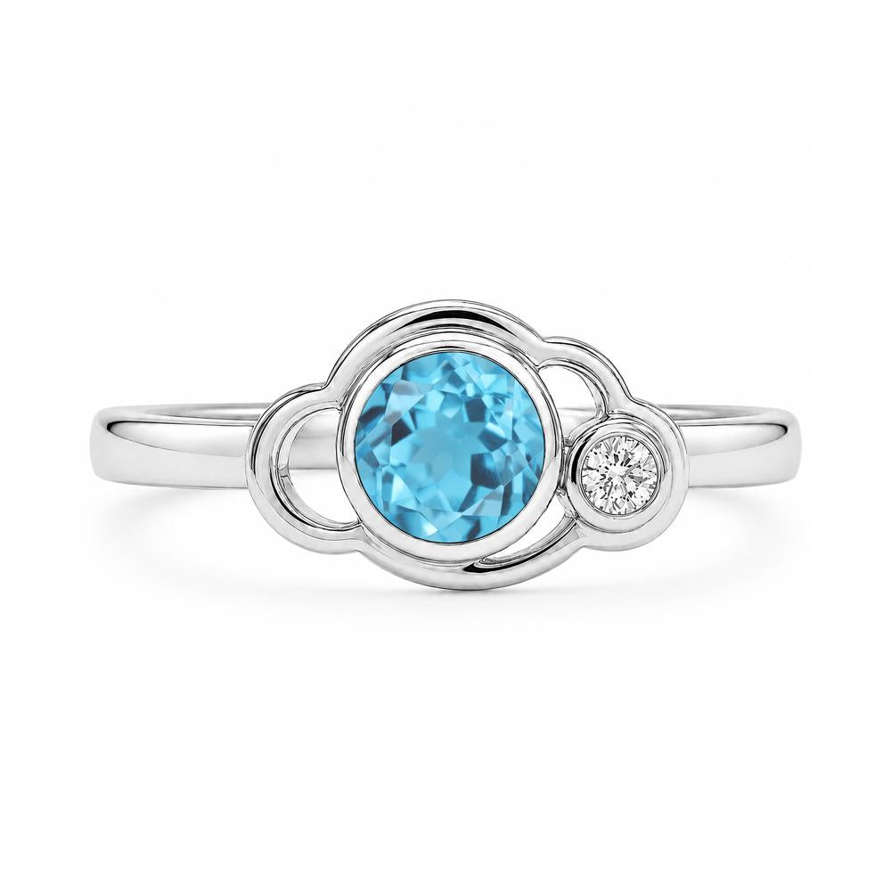Bezel Setting Two Stone Black Spinel Cloud Ring - LUO Jewelry #gemstone_Swiss Blue Topaz