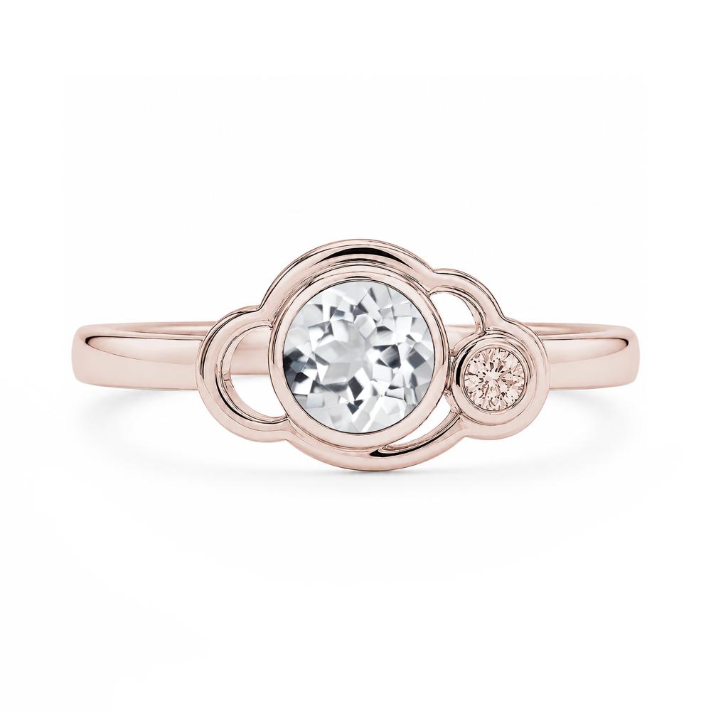 Bezel Setting Two Stone Black Spinel Cloud Ring - LUO Jewelry #gemstone_White Topaz