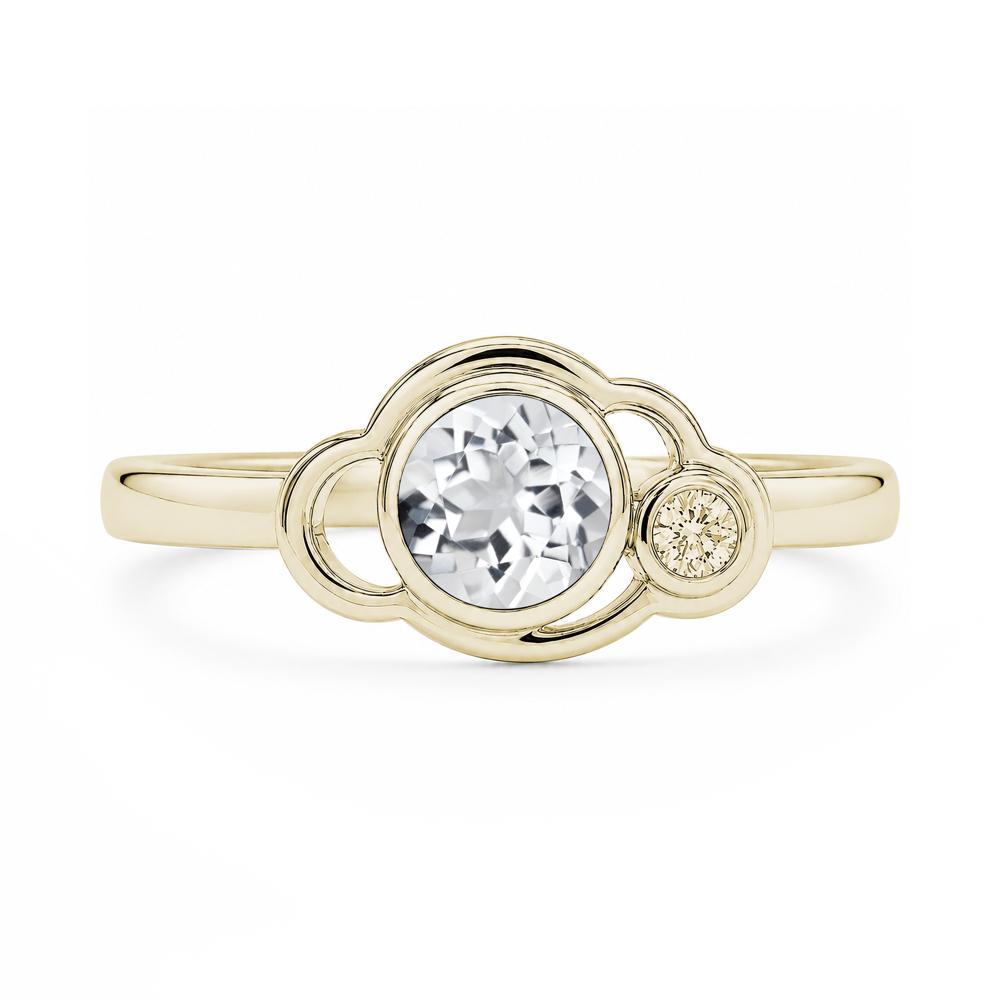 Bezel Setting Two Stone Black Spinel Cloud Ring - LUO Jewelry #gemstone_White Topaz