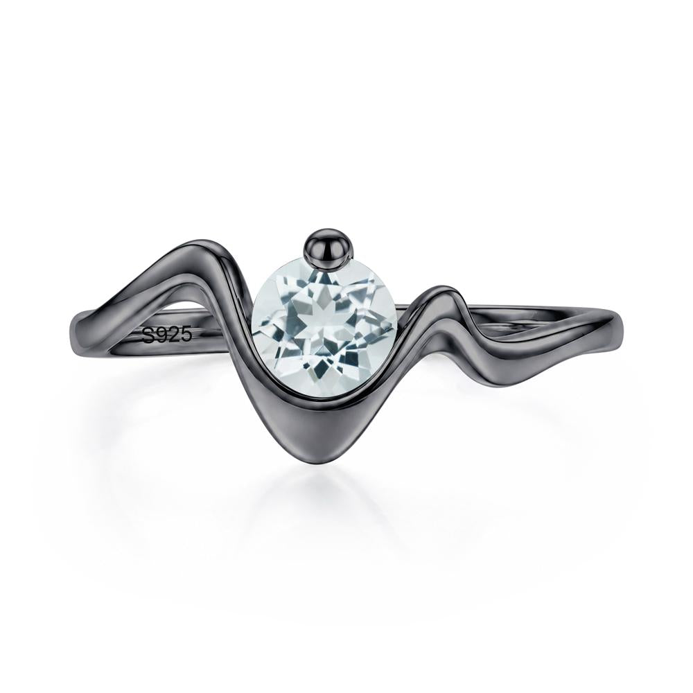 Round Shaped Amethyst Twisted Wave Ring - LUO Jewelry #gemstone_Aquamarine