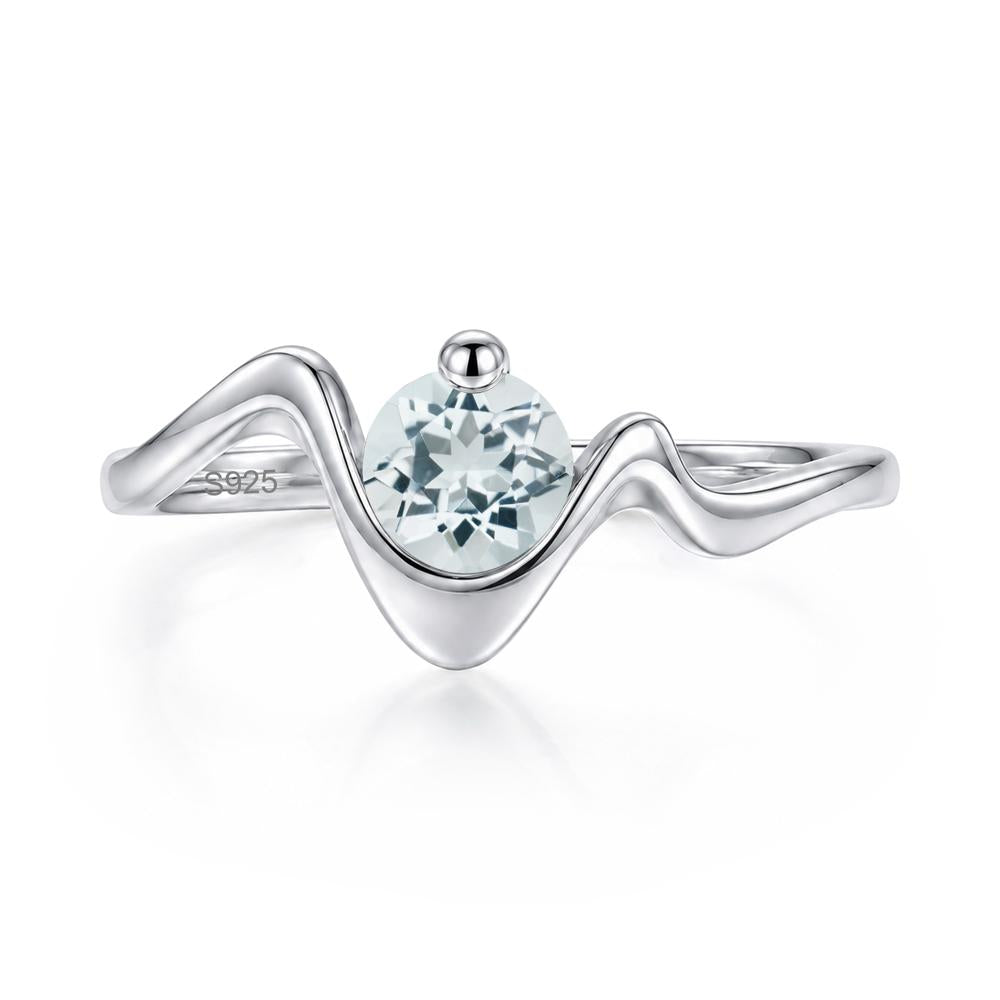 Round Shaped Amethyst Twisted Wave Ring - LUO Jewelry #gemstone_Aquamarine