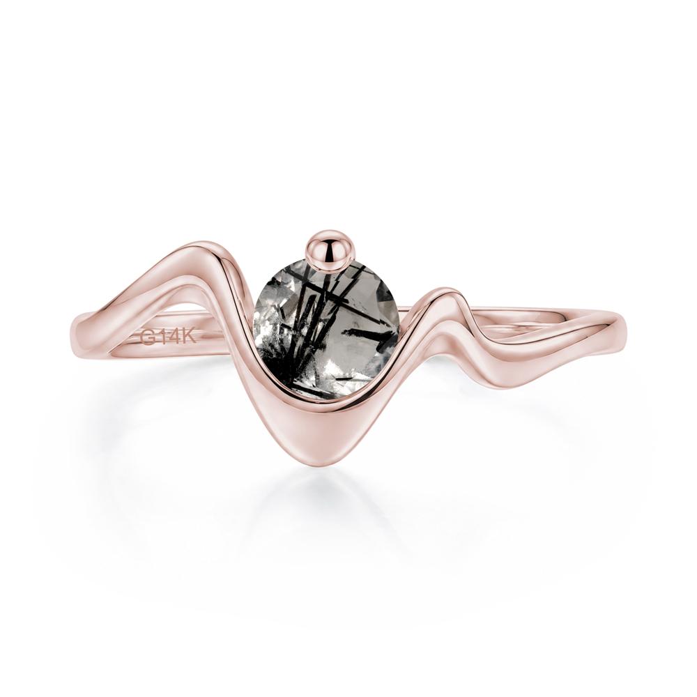 Round Shaped Amethyst Twisted Wave Ring - LUO Jewelry #gemstone_Black Rutilated Quartz