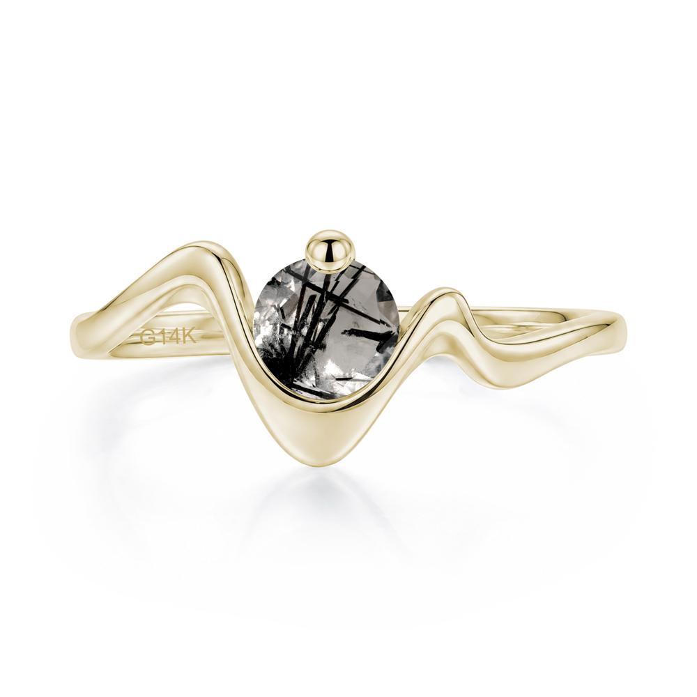 Round Shaped Amethyst Twisted Wave Ring - LUO Jewelry #gemstone_Black Rutilated Quartz