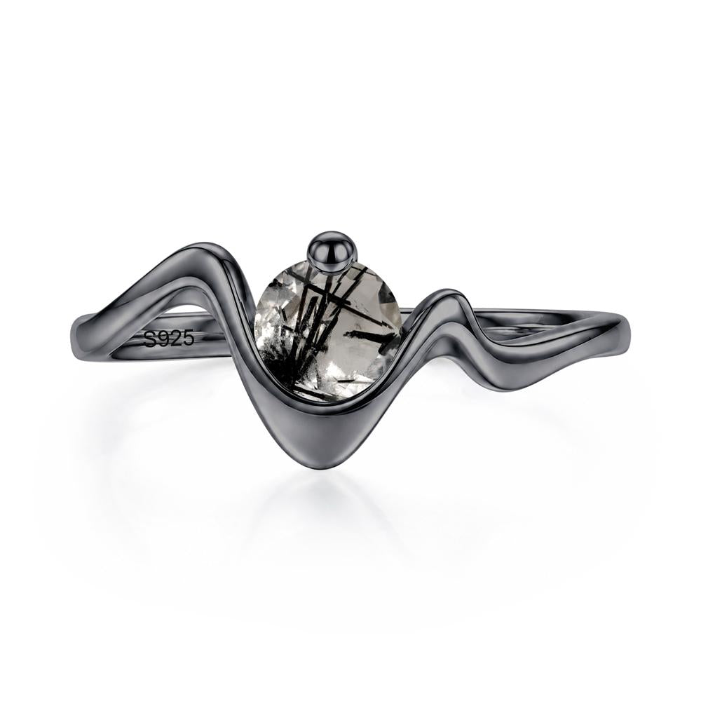 Round Shaped Amethyst Twisted Wave Ring - LUO Jewelry #gemstone_Black Rutilated Quartz