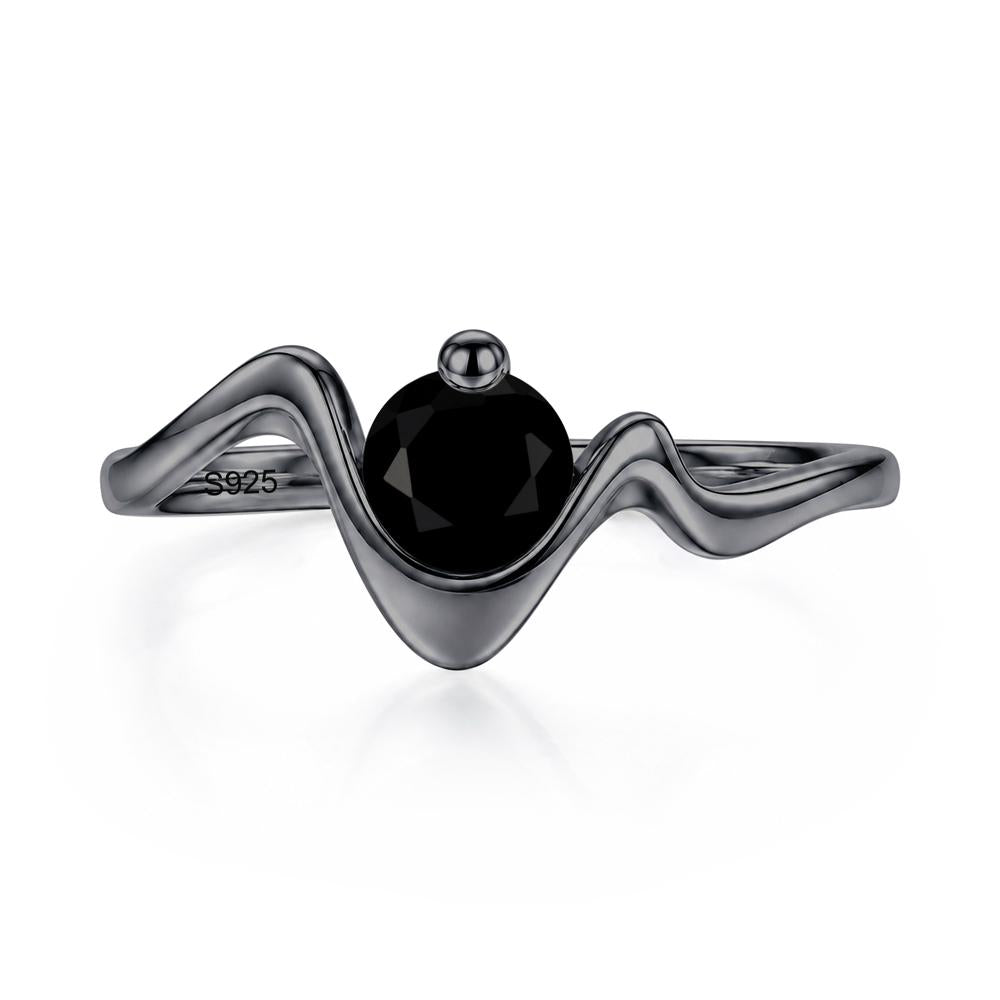 Round Shaped Amethyst Twisted Wave Ring - LUO Jewelry #gemstone_Black Spinel