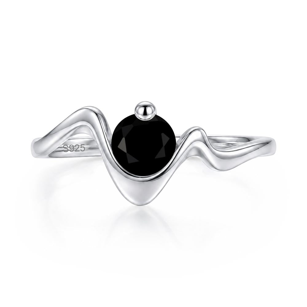 Round Shaped Amethyst Twisted Wave Ring - LUO Jewelry #gemstone_Black Spinel