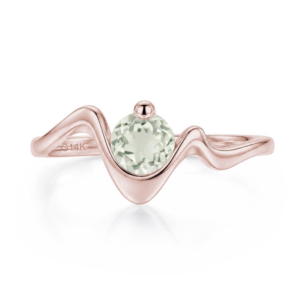 Round Shaped Amethyst Twisted Wave Ring - LUO Jewelry #gemstone_Green Amethyst