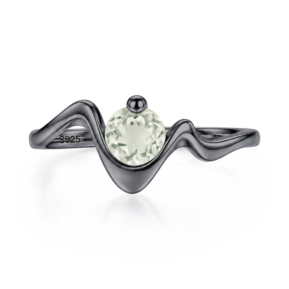 Round Shaped Amethyst Twisted Wave Ring - LUO Jewelry #gemstone_Green Amethyst
