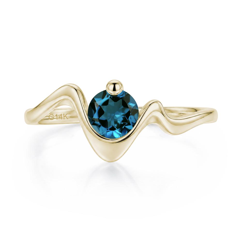 Round Shaped Amethyst Twisted Wave Ring - LUO Jewelry #gemstone_London Blue Topaz