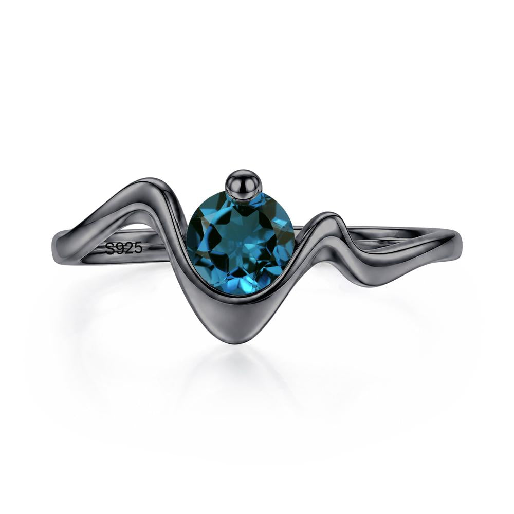 Round Shaped Amethyst Twisted Wave Ring - LUO Jewelry #gemstone_London Blue Topaz