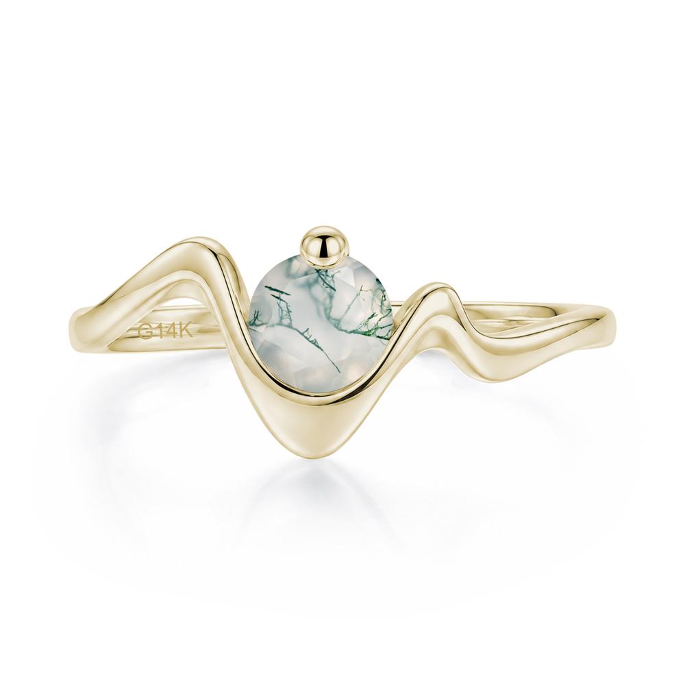 Round Shaped Amethyst Twisted Wave Ring - LUO Jewelry #gemstone_Moss Agate