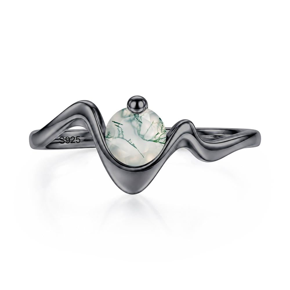 Round Shaped Amethyst Twisted Wave Ring - LUO Jewelry #gemstone_Moss Agate