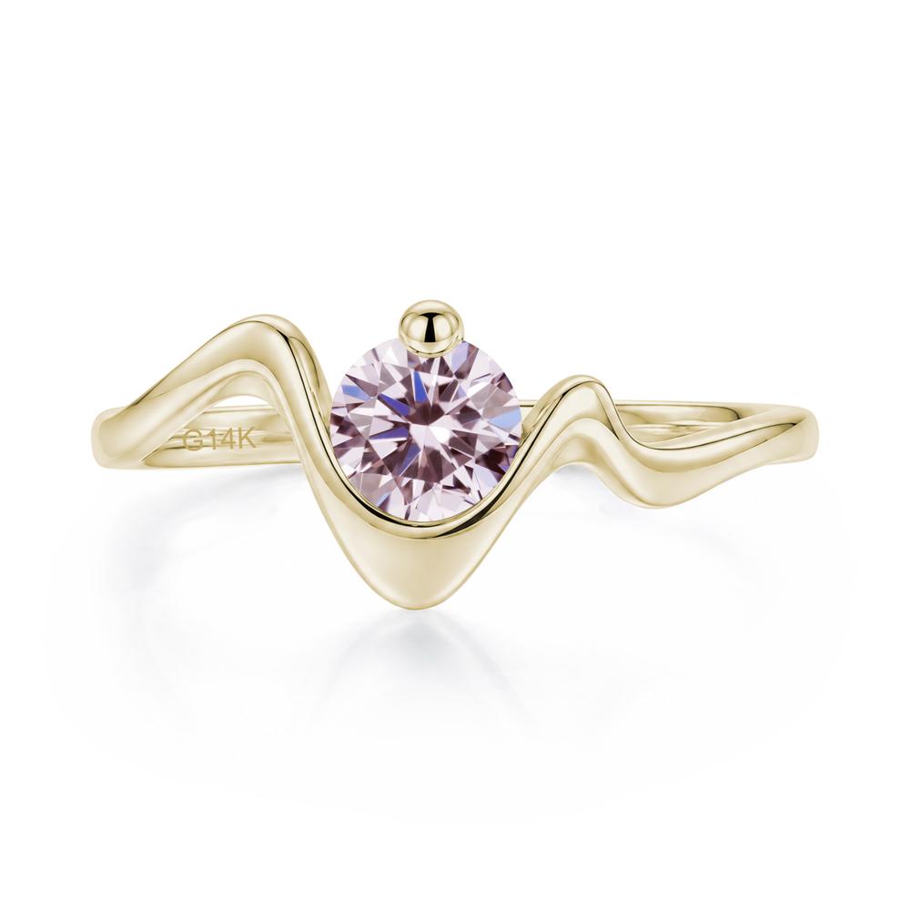 Round Shaped Amethyst Twisted Wave Ring - LUO Jewelry #gemstone_Pink Cubic Zirconia