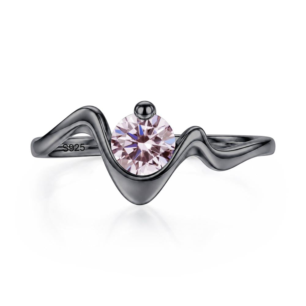 Round Shaped Amethyst Twisted Wave Ring - LUO Jewelry #gemstone_Pink Cubic Zirconia